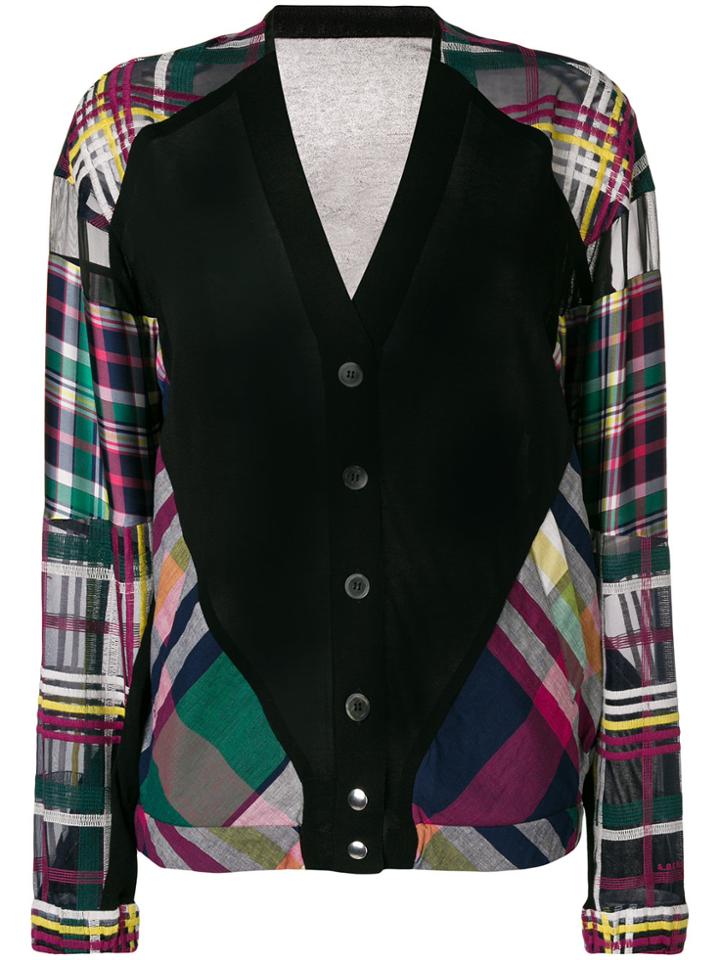 Sacai Plaid Panel Cardigan - Multicolour