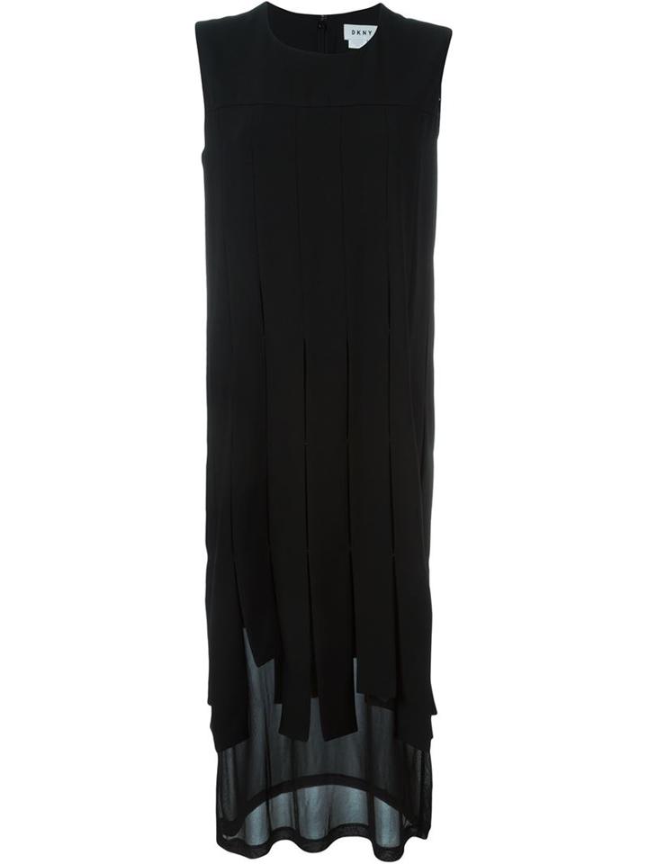 Dkny Fringed Shift Dress, Women's, Size: Xs, Black, Polyester/triacetate/viscose