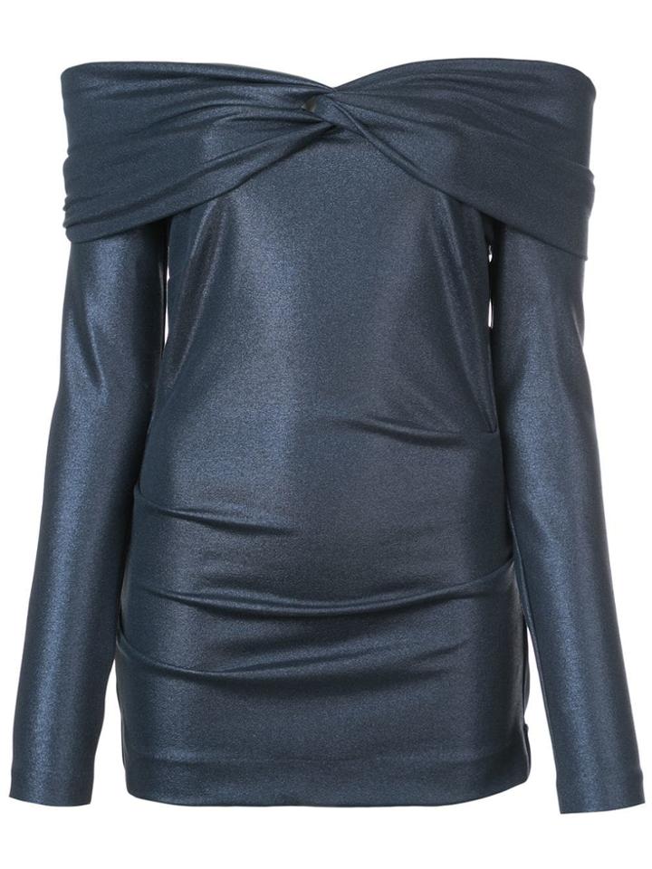 Nicole Miller Ruched Off Shoulder Top - Blue