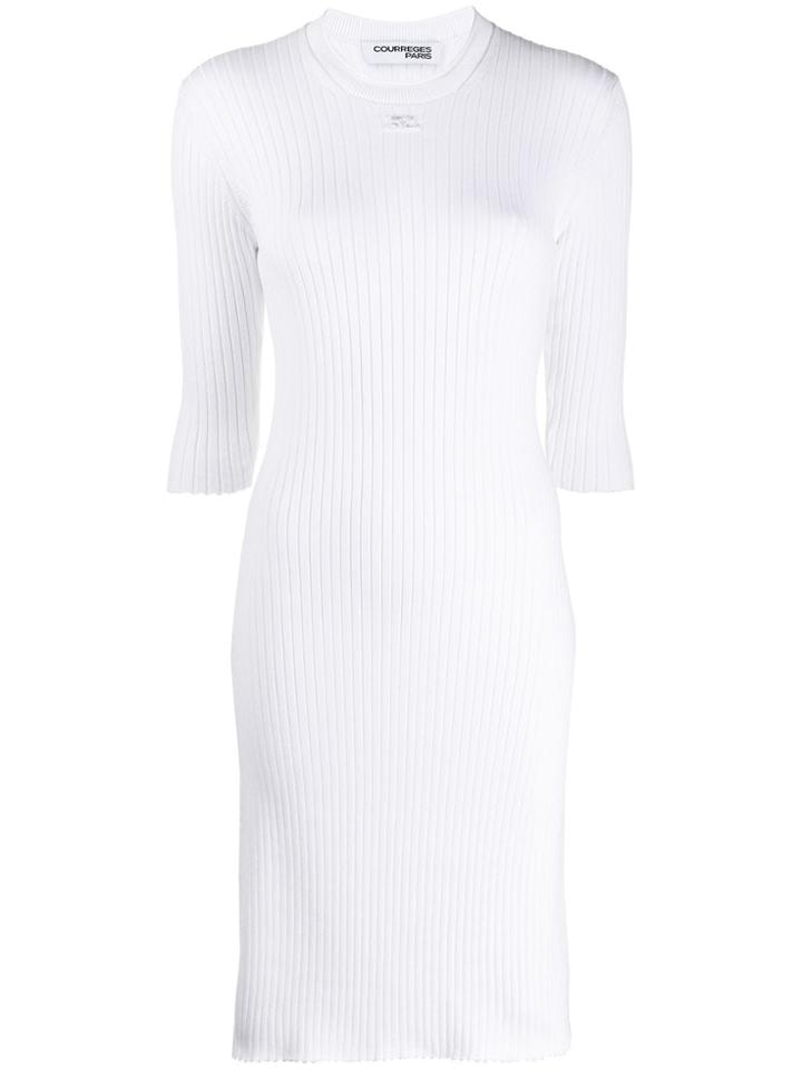 Courrèges Ribbed Knit Sweater Dress - White