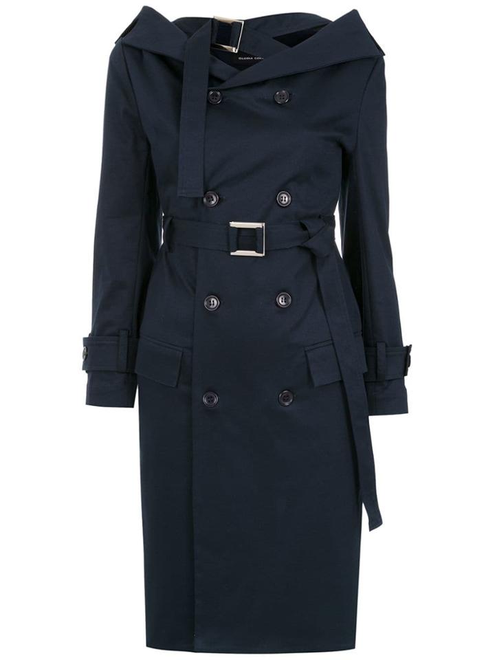 Gloria Coelho Off The Shoulder Trench Coat - Blue