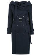 Gloria Coelho Off The Shoulder Trench Coat - Blue