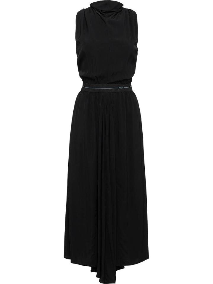 Prada Sleeveless Twill High Neck Dress - Black