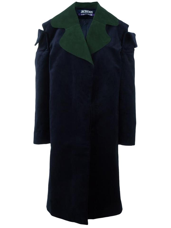 Jacquemus Cut-off Detailing Oversized Coat, Women's, Size: 38, Blue, Cotton/acrylic/polyester/polysulfone