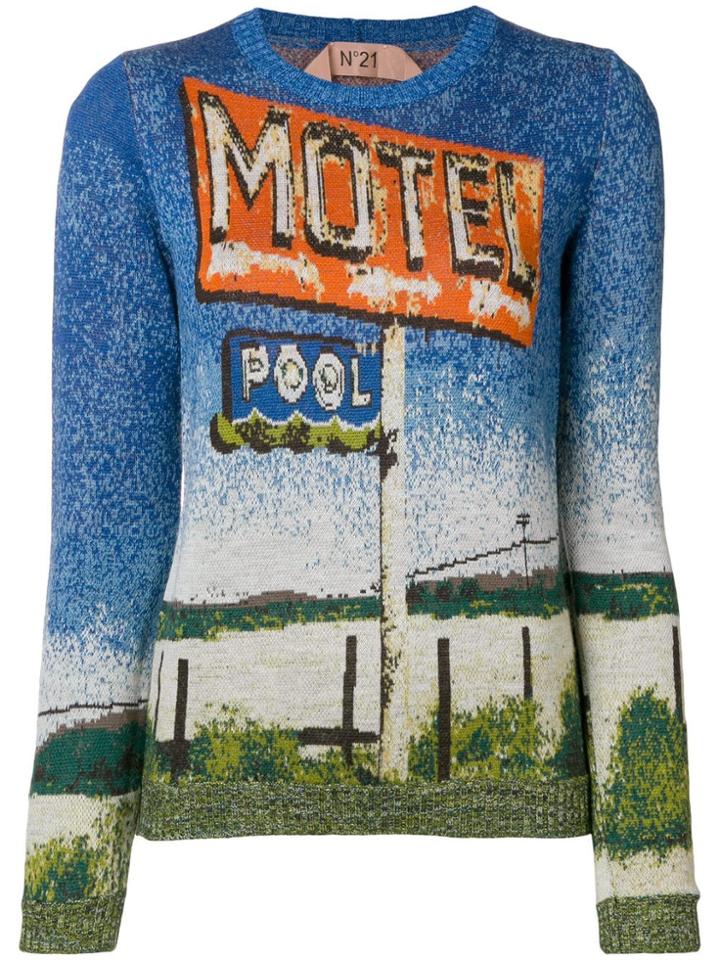 No21 Motel Jacquard Jumper - Blue