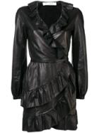 Iro Lambskin Ruffle Dress - Black