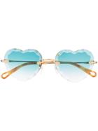 Chloé Eyewear Heart Eye Sunglasses - Gold