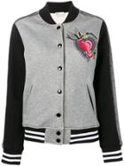 Red Valentino Embroidered Heart Motif Bomber Jacket - Grey