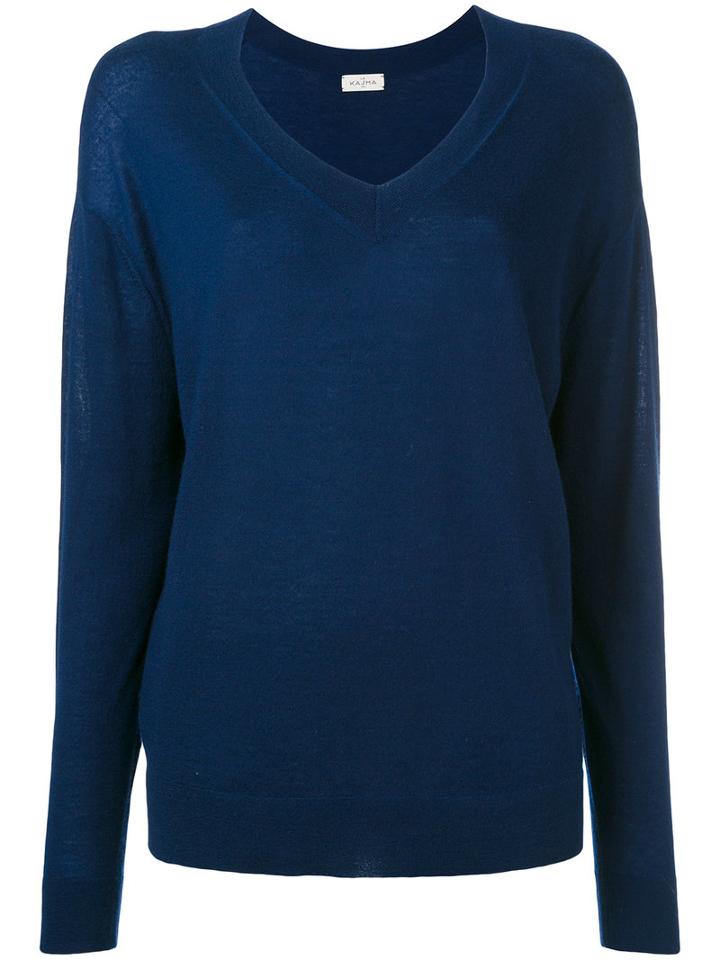 Le Kasha - Cashmere V-neck Jumper - Women - Cashmere - S, Blue, Cashmere