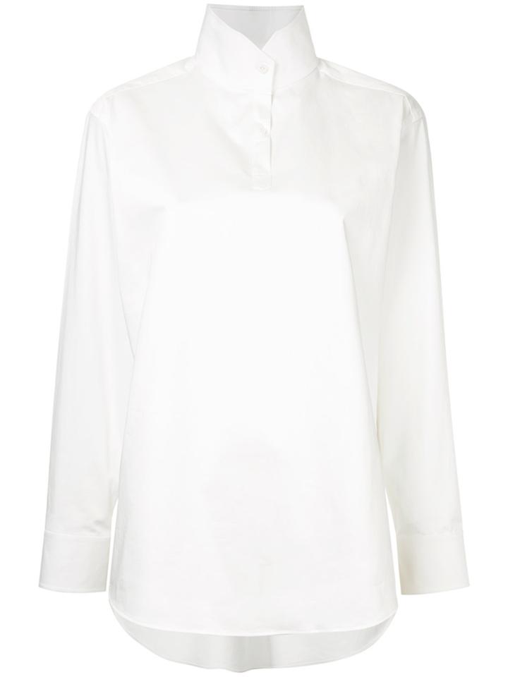 Bevza Stand Collar Oversized Blouse - White