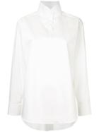 Bevza Stand Collar Oversized Blouse - White