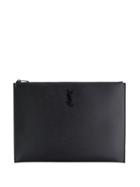 Saint Laurent Monogram Plaque Clutch - Black
