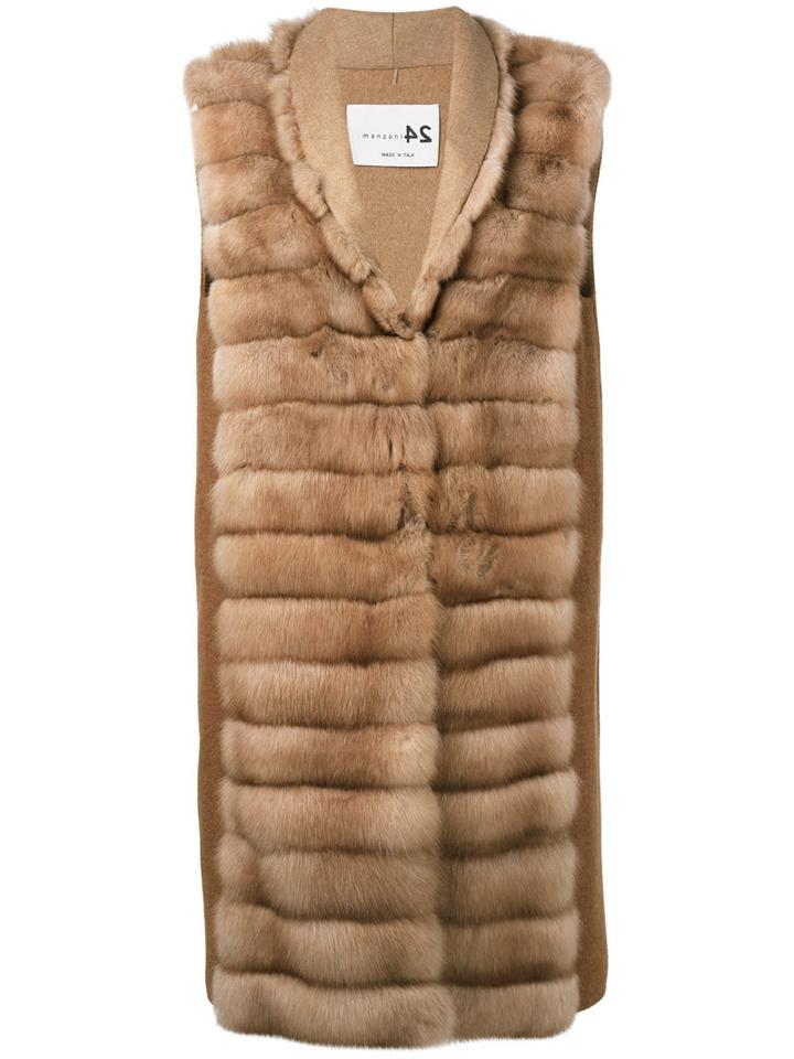 Sleeveless Quilted Fur Jacket - Women - Cashmere/wool/sable - 42, Nude/neutrals, Cashmere/wool/sable, Manzoni 24