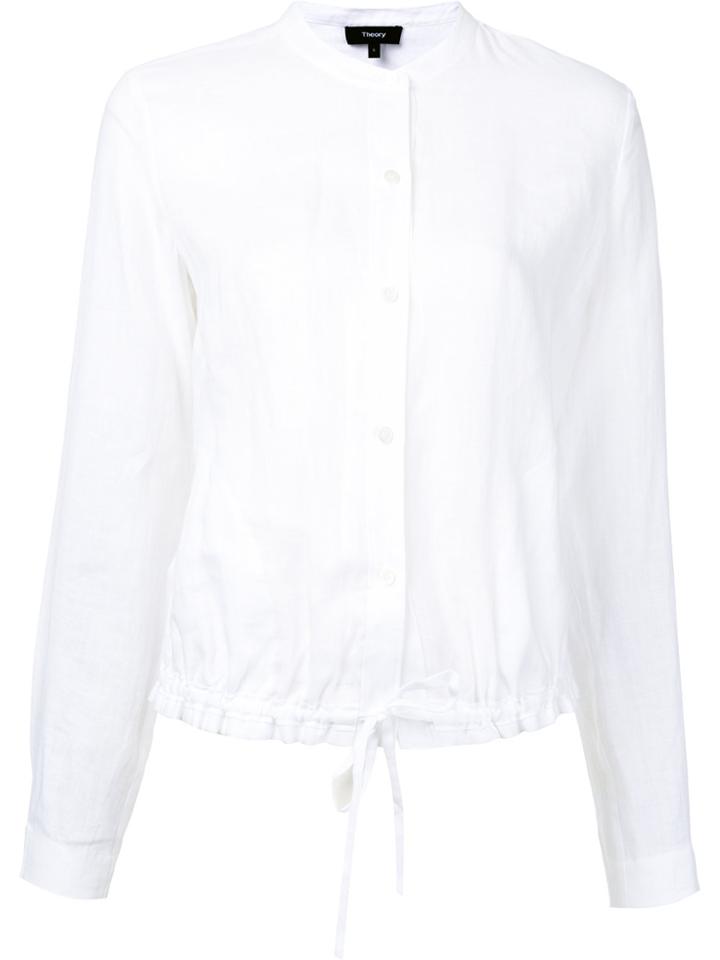 Theory Ruffled Seam Drawstring Shirt - White