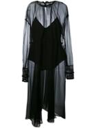 Magda Butrym - Sheer High Neck Dress - Women - Silk - 38, Black, Silk