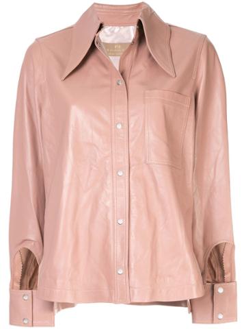 Ecaille Cut Out Cuff Shirt - Pink
