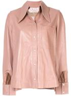 Ecaille Cut Out Cuff Shirt - Pink