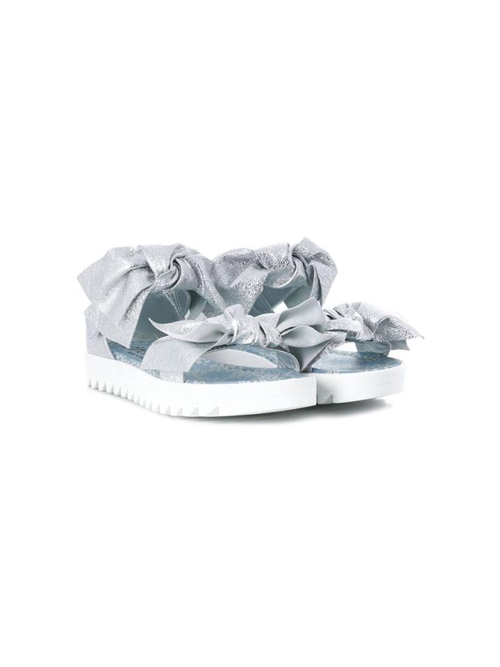 Simonetta Teen Metallic Bow Sandals - Silver
