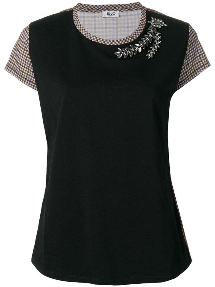 Liu Jo Tartan Trim T-shirt - Black