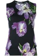 Dolce & Gabbana Tulip Print Tank Top, Women's, Size: 40, Black, Silk/cashmere