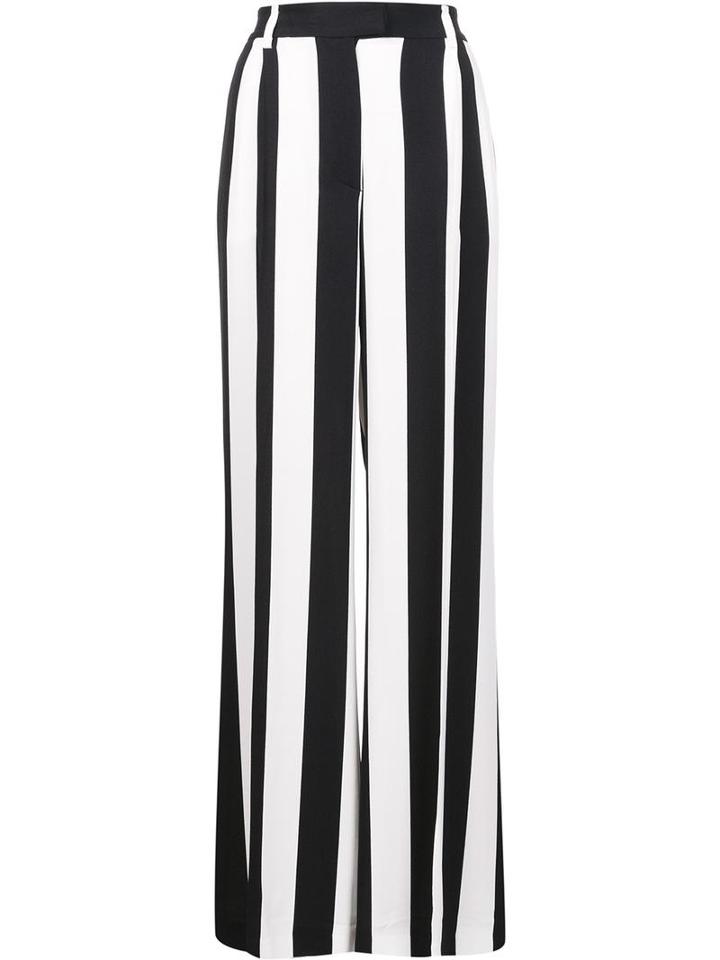 Msgm Striped Wide-legged Trousers, Women's, Size: 40, Black, Viscose