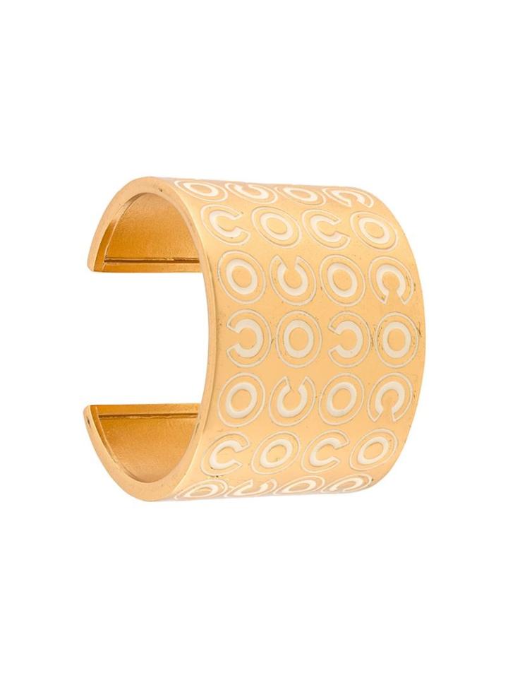 Chanel Vintage Wide Coco Cuff, Women's, Metallic