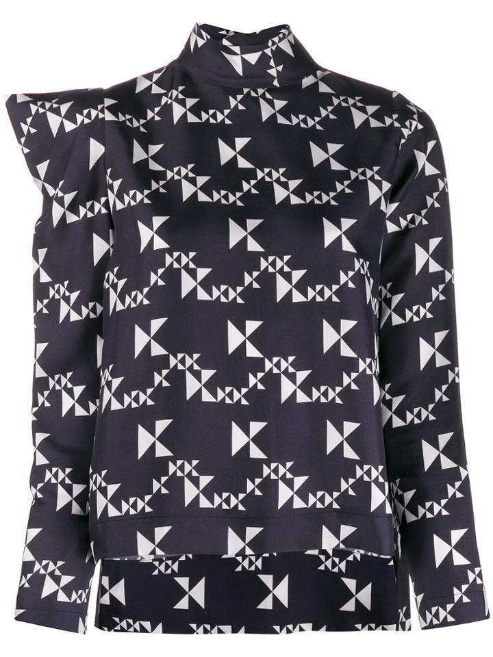 Dice Kayek Geometric Print Asymmetric Blouse - Black