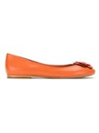 Sarah Chofakian Floral Applique Ballerinas - Yellow