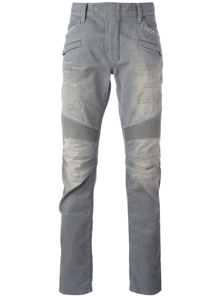 Balmain Biker Jean, Men's, Size: 32, Grey, Cotton/polyurethane