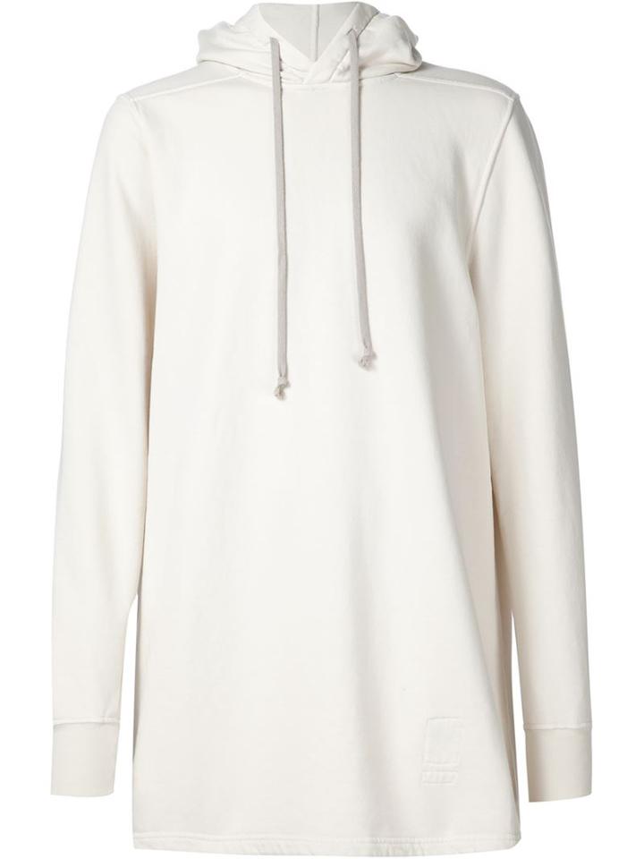 Rick Owens Drkshdw Long Hoodie, Men's, Size: L, White, Cotton