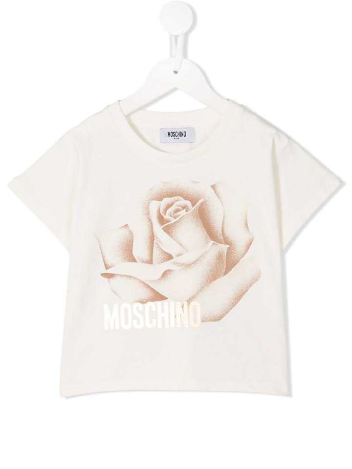 Moschino Kids Rose Print T-shirt, Girl's, Size: 12 Yrs, White