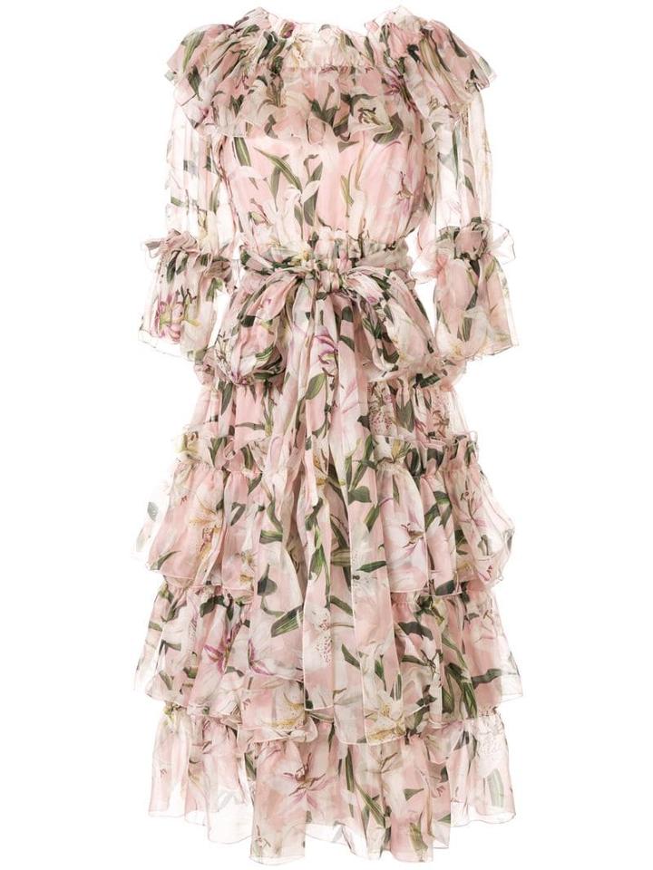Dolce & Gabbana Layered Lilies Dress - Pink