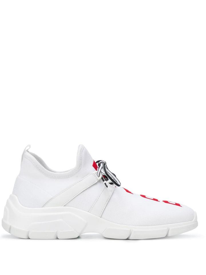 Prada Logo Knit Sneakers - White