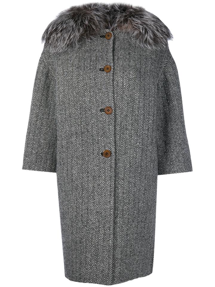 Ermanno Scervino Cropped Sleeve Coat - Black