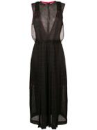 Victoria Beckham Sheer Panels Midi Dress - Black