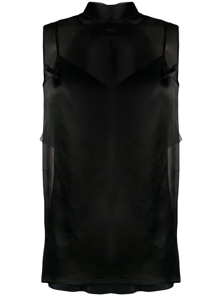 Ermanno Scervino Sheer Back Tie Blouse - Black