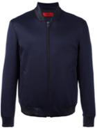Boss Hugo Boss Ribbed Collar Bomber Jacket, Men's, Size: Xl, Blue, Cotton/polyester/polyurethane/viscose
