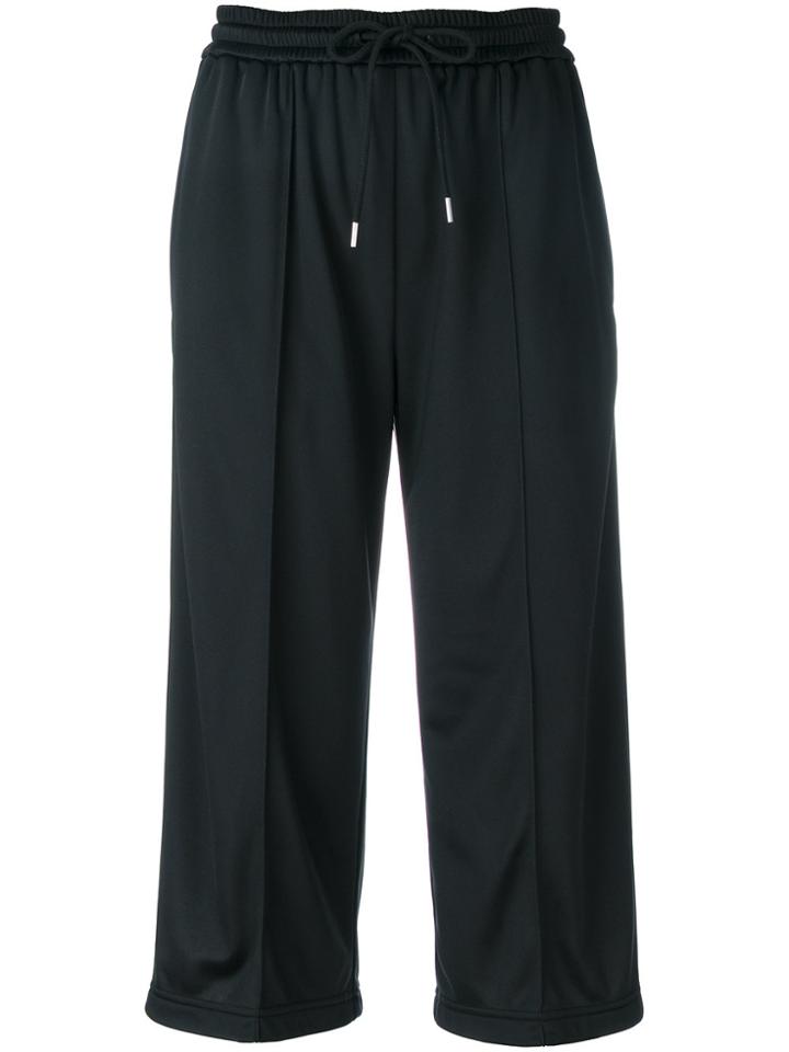 Msgm Cropped Tie Waist Jogging Pants - Black