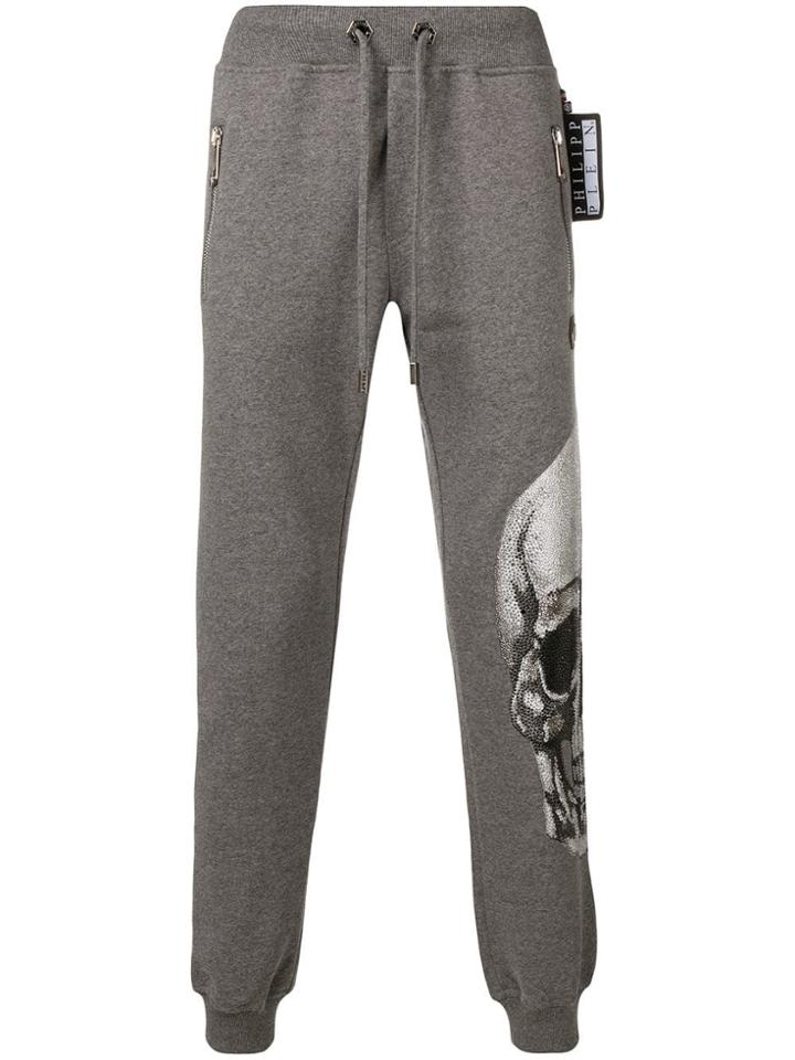 Philipp Plein Skull Embellished Track Pants - Grey