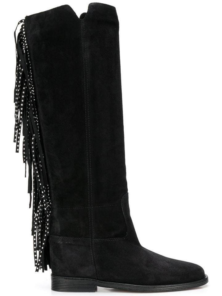 Via Roma 15 Fringed Knee-high Boots - Black