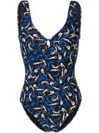 Dvf Diane Von Furstenberg Silhouette Print Swimsuit - Black