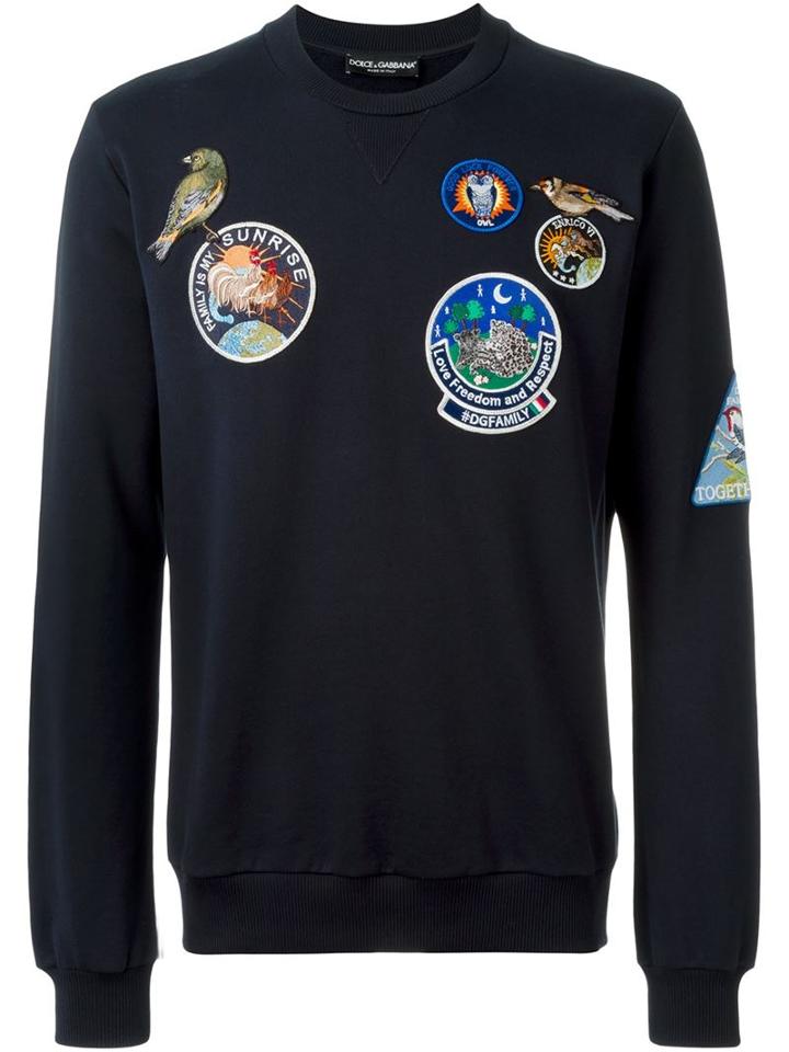 Dolce & Gabbana Patch Sweatshirt, Men's, Size: 50, Blue, Cotton