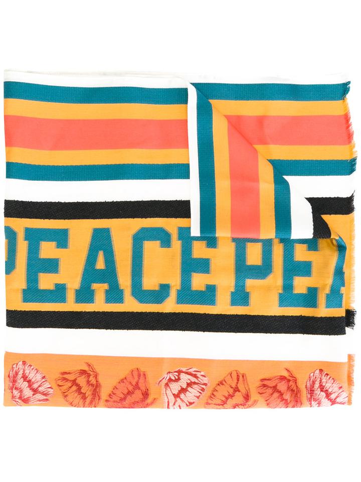 Paul Smith 'peace' Striped Scarf, Men's, Silk/cotton/nylon/viscose