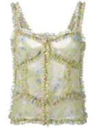 Attico Ana Ruffle Floral Print Top, Women's, Size: 1, Yellow/orange, Silk