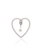 Yvonne Léon Silver Heart 18k White Gold Diamond Earring - Metallic