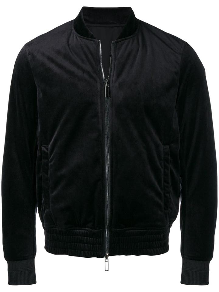 Emporio Armani Velvet Bomber Jacket - Black
