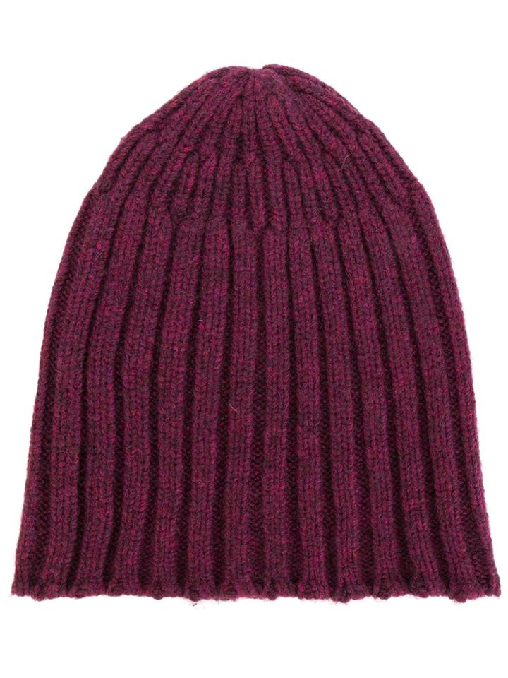 Roberto Collina Ribbed Beanie Hat - Pink & Purple