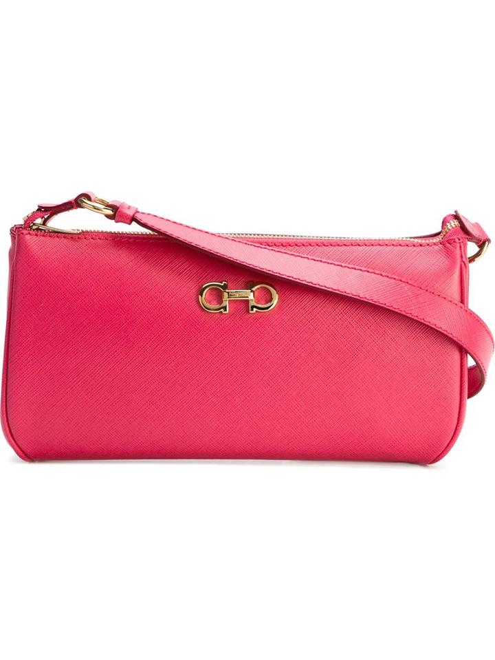 Salvatore Ferragamo Double Gancio Shoulder Bag, Women's, Pink/purple, Calf Leather