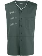Lanvin Arrow Stitch Buttoned Vest, Men's, Size: 39, Green, Cotton