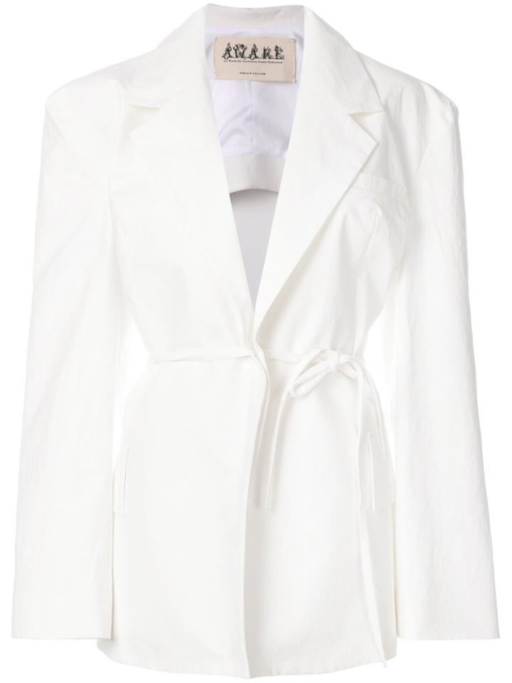 A.w.a.k.e. Cutout Belted Blazer - White